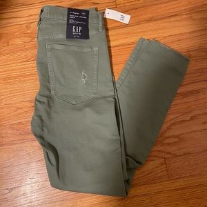 NWT GAP Denim Raw Hem High Rise Skinny Pants in green